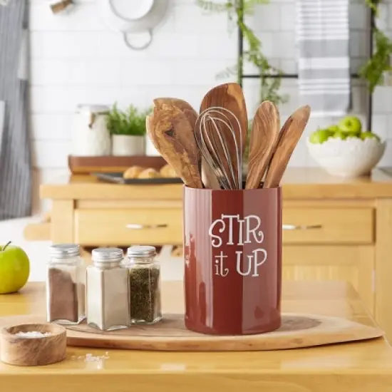 Design Imports Cinnamon Stir It Up Ceramic Utensil Holder image {2}