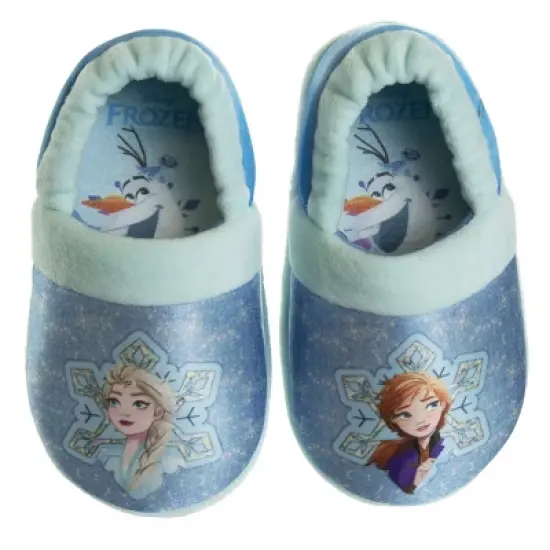 Disney Frozen Girl Slippers - Elsa and Anna Plush Lightweight Warm Comfort Soft Aline House Shoes &ndash; Ice Blue (sizes 5-12 Toddler-Little Kid) image {8}