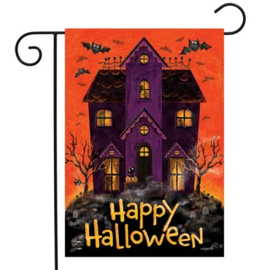 Briarwood Lane Halloween Garden Flag 18x12.5 For Outdoor Spooky House Garden Flag Flag For Halloween Garden Flag Flags For Outside image {1}