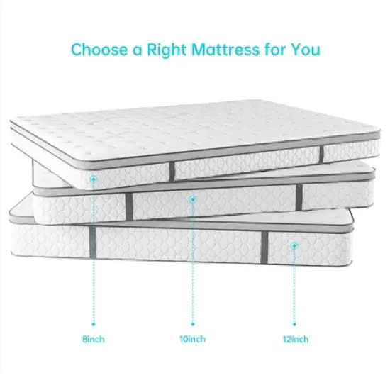 Serweet 12" 5-Zone Motion Isolation Hybrid Mattress - Compatible with Platform Bed, Box Spring, or Slat Base image {6}