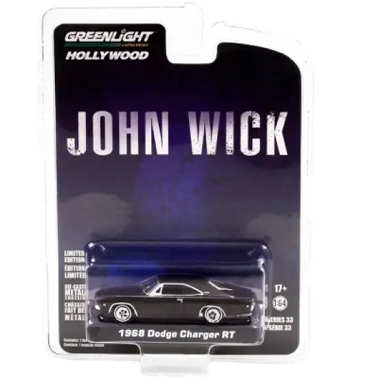 1968 Dodge Charger R/T Gloss Black with Vinyl Black Top "John Wick" (2014) Movie 1/64 Diecast Model Car by Greenlight image {2}