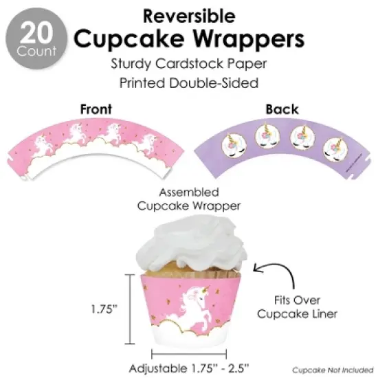 Big Dot of Happiness Rainbow Unicorn - Magical Unicorn Baby Shower or Birthday Party Favors and Cupcake Kit - Fabulous Favor Party Pack - 100 Pieces image {3}