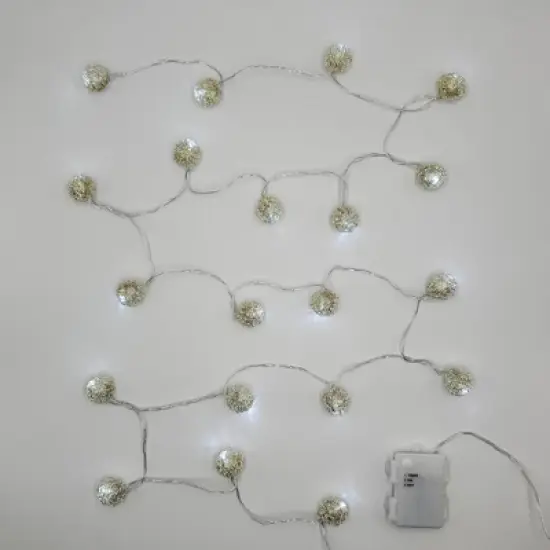 Lumabase Battery Operated String Lights with 20 Distressed Silver Balls image {1}