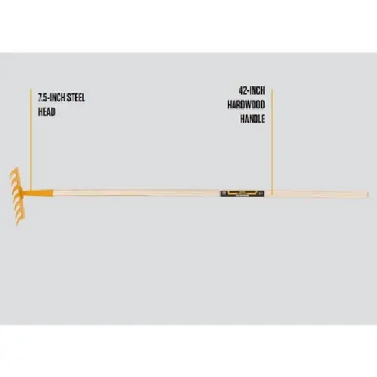 True Temper Real Garden Rake for Kids Painted Steel 42 1/2" Long Yellow image {3}