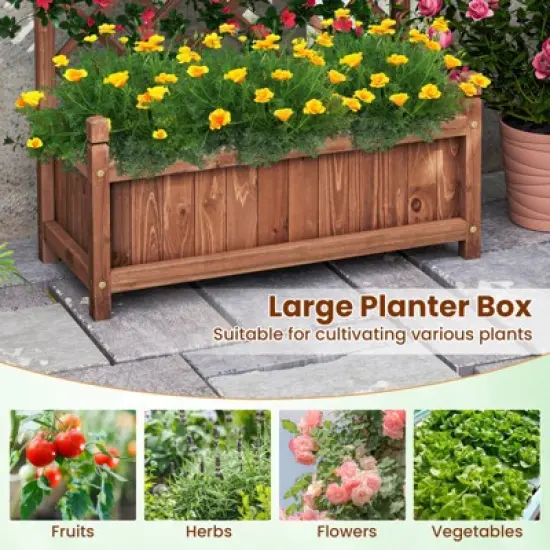 Tangkula 60" Tall Raised Garden Bed w/ Diamond Lattice Trellis Drainage Holes Outdoor image {7}