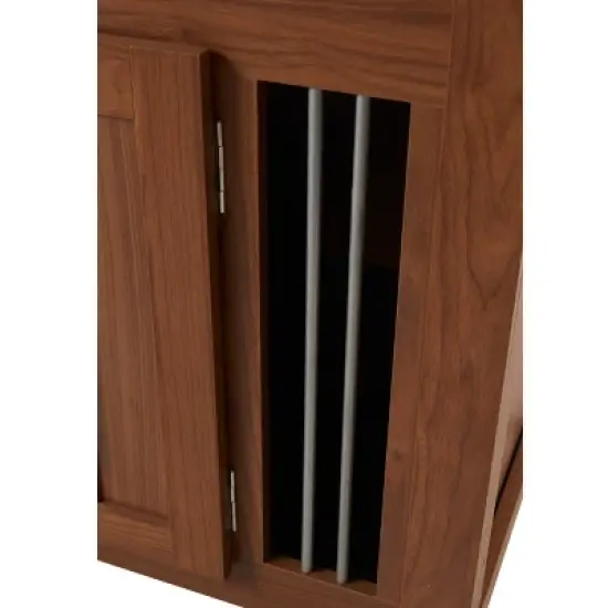 2 in 1 Dog Crate Wooden Dog Kennel Pet Crate House with Padded Seat, Ottoman with Removable Cushion, Walnut - ModernLuxe image {13}