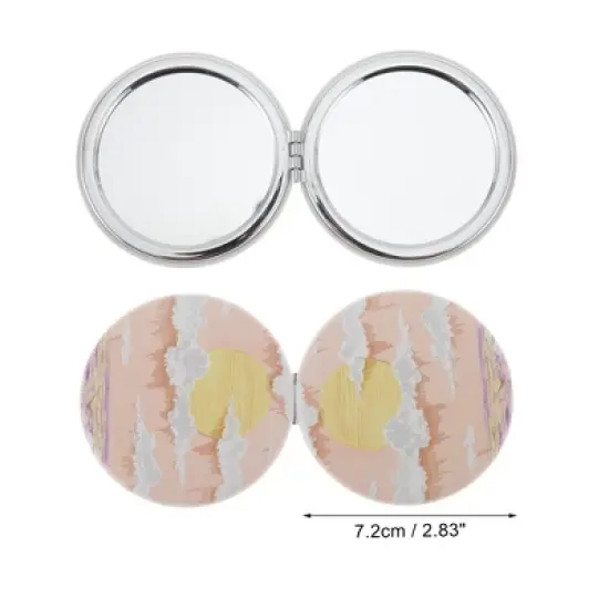 Unique Bargains Round Hand-drawn Makeup Mirror Orange 1 Pc image {1}