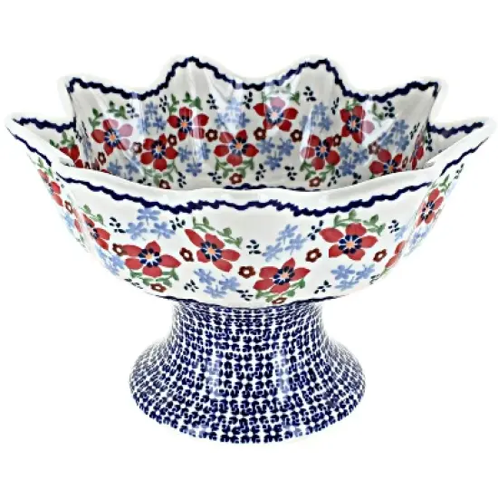 Blue Rose Polish Pottery P184 Manufaktura Pedestal Fruit Bowl image {8}