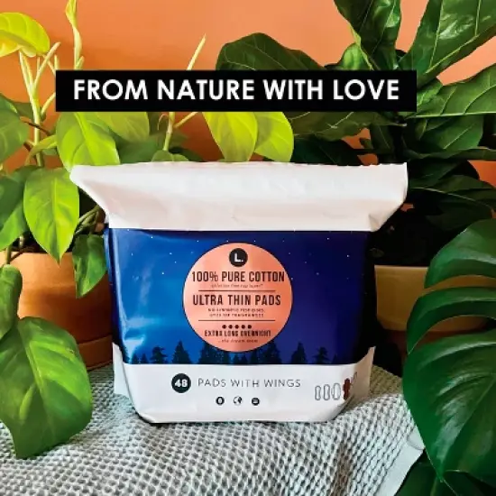 L . Organic Cotton Topsheet Ultra Thin Overnight Absorbency Pads image {2}