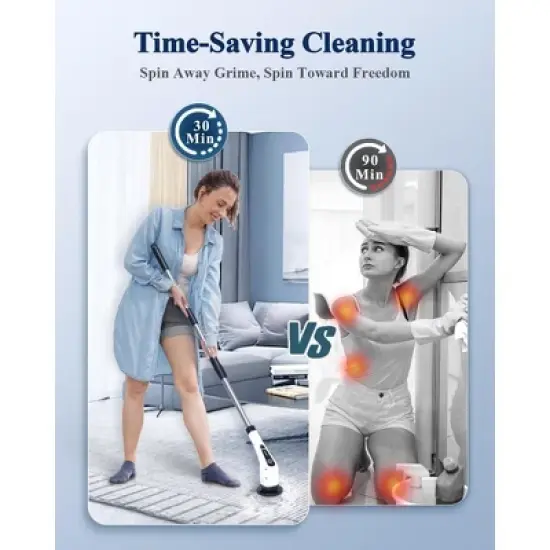 Electric Spin Scrubber for Cleaning Bathroom: Cordless Power Shower Scrubber - Electric Cleaning Brush for Tile Tub image {6}