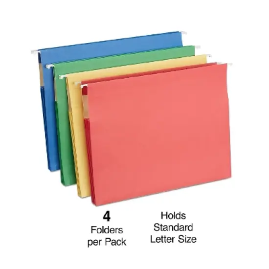 MyOfficeInnovations Hanging File Folders 3.5" Expansion Letter Size Assorted 4/PK 419192 image {1}