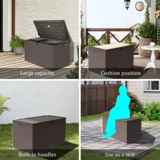 Extra Thin 110 Gallon Resin Deck Box, Heavy Duty Storage Box for Pool Accessories, Patio Furniture, Cushions and Garden Tools image {7}