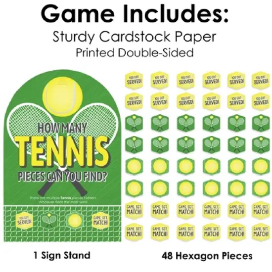 Big Dot of Happiness You Got Served - Tennis - Baby Shower or Birthday Party Scavenger Hunt - 1 Stand and 48 Game Pieces - Hide and Find Game image {3}