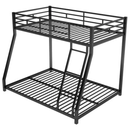 Twin over Full Metal Floor Bunk Bed with Ladder-ModernLuxe image {4}