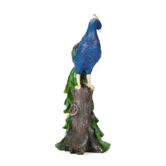 Techko Maid Peacock Meditating Solar Outdoor Garden Statue Decor with Spotlight image {4}