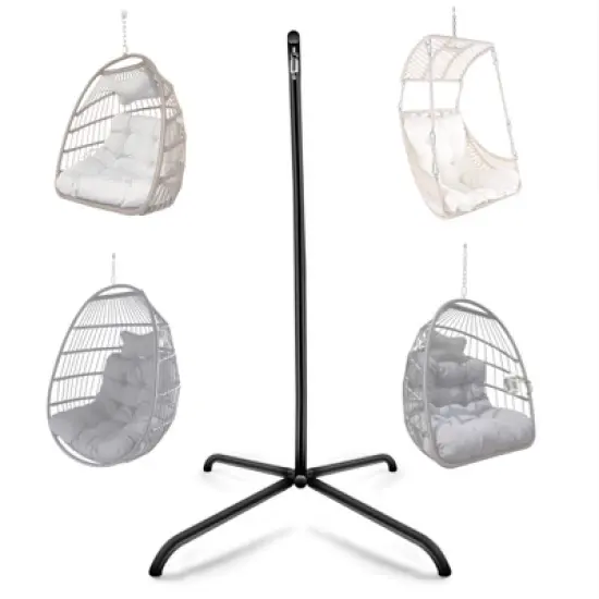 FIONECA Heavy-Duty Steel Hammock Swing Chair C-Stand &uml;C Indoor/Outdoor Hanging Chair Stand, Black image {2}