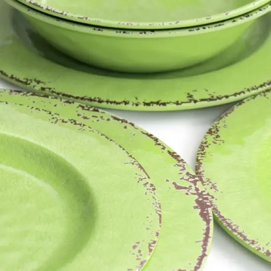 Gibson Mauna 12 Piece Melamine Dinnerware Set in Crackle Green image {5}