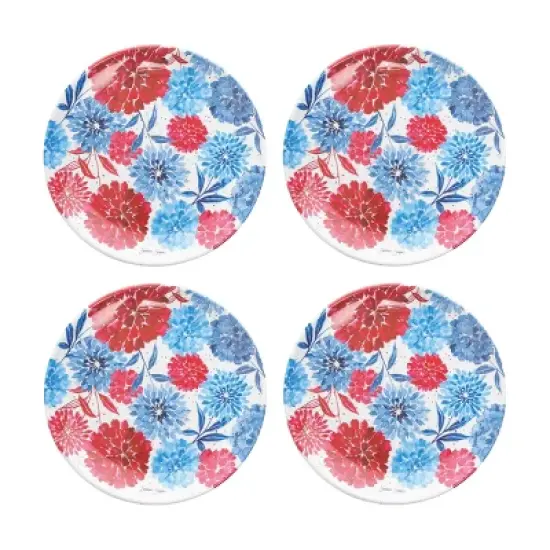 C&F Home Patriotic Floral Decorative Round Serving Platter Plates Set of 4 image {7}