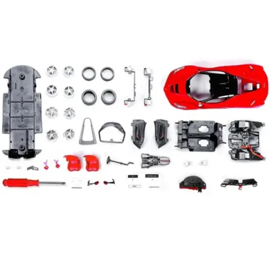 Model Kit Ferrari LaFerrari Red with Black Top (Skill 2) "Assembly Line" 1/24 Diecast Model Car by Maisto image {1}