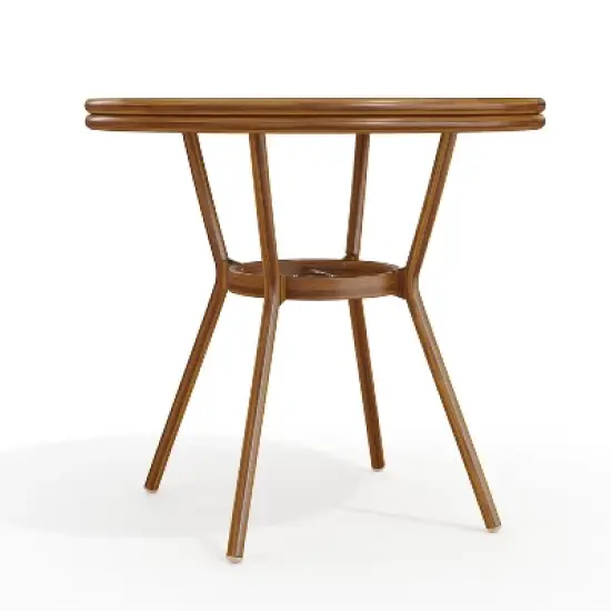 Martha Stewart Lily Pond 31" Round Indoor-Outdoor Bistro Dining Table with Woodgrain Aluminum Finish Frame and Woven Rattan Tabletop image {8}