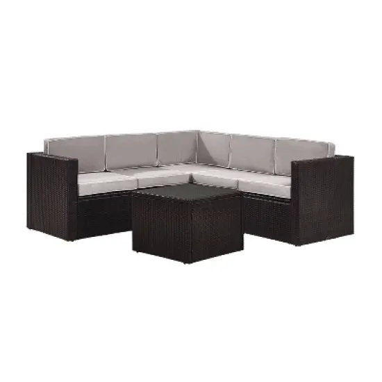 Palm Harbor 6pc Outdoor Wicker Sectional Set - Gray - Crosley image {4}