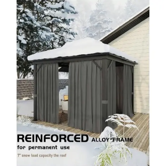 12 x 12FT Hardtop Gazebo with Galvanized Steel Double Roof Canopy image {2}