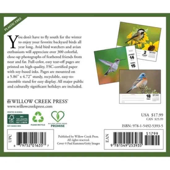 Willow Creek Press 2026 Backyard Birds Box Calendar image {1}