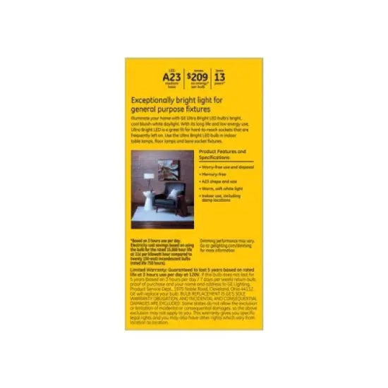 GE 150W A23 Ultra Bright LED Aline Light White image {3}