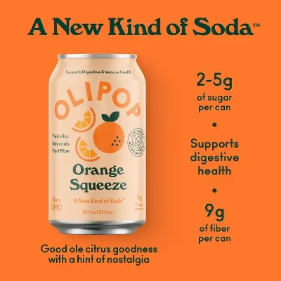 OLIPOP Orange Squeeze Soda - 12ct/12 fl oz Cans image {2}