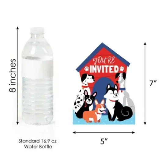 Big Dot of Happiness Pawty Like a Puppy - Shaped Fill-in Invitations - Dog Baby Shower or Birthday Party Invitation Cards with Envelopes - Set of 12 image {3}