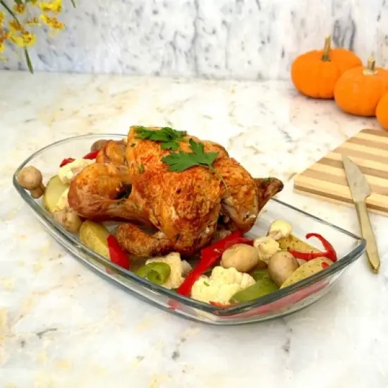 Slickblue 2-Piece Cristalline Glass Serving Tray Set &ndash; Includes Sectional & Flat Trays, 12&rdquo; & 14.5&rdquo; Options image {3}