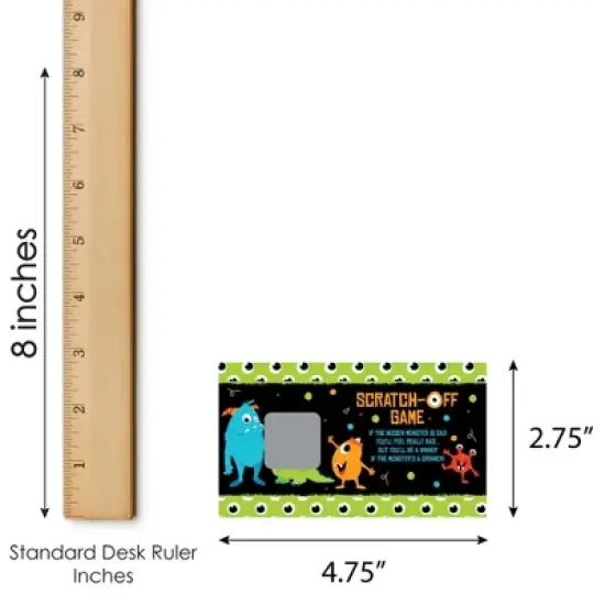 Big Dot of Happiness Monster Bash - Little Monster Birthday Party or Baby Shower Game Scratch Off Cards - 22 Count image {4}