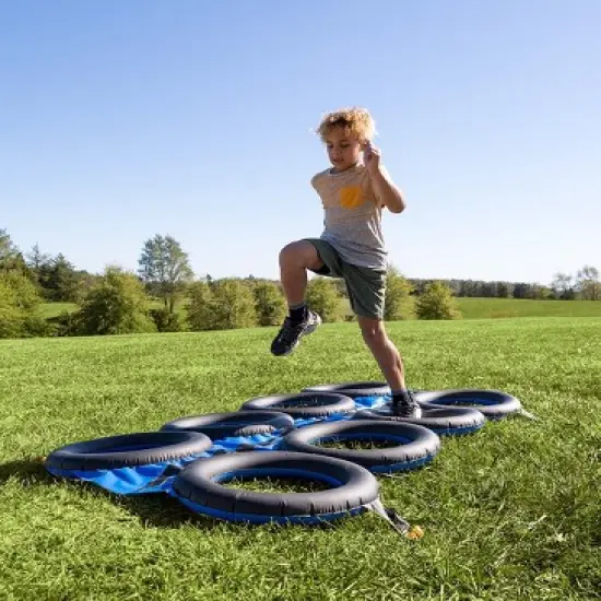 HearthSong Inflatable Tire Run with Sprinkler for Kids, For Use With or Without Water image {2}