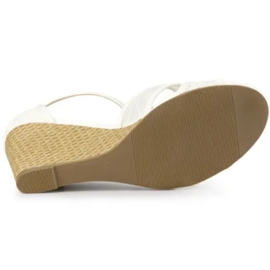 Allegra K Women's Floral Lace Mesh Wedges Sandals image {5}