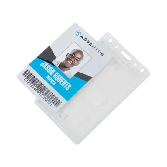 Advantus Frosted Two-Card Rigid Badge Holders, Vertical, Frosted 2.5" x 4.13" Holder, 2.13" x 3.38" Insert, 25/Box image {2}