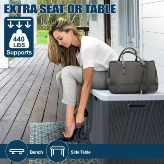 Aoodor 85 Gallon Deck Box, Outdoor Storage Box, Waterproof & Weather-Resistant Lockable, Patio Bench Storage Box for Cushion, Garden Tools image {6}