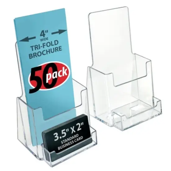Azar Displays Trifold Brochure Holder w/ Business Card Pocket. Inside Dimension: 4.125"W image {11}