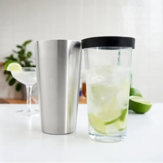 True Barkeep Boston Shaker, Stainless Steel Cocktail Tin & Mixing Glass with Rubber Seal and Measurements, 28 Oz and 16 Oz,  Set of 2 image {5}
