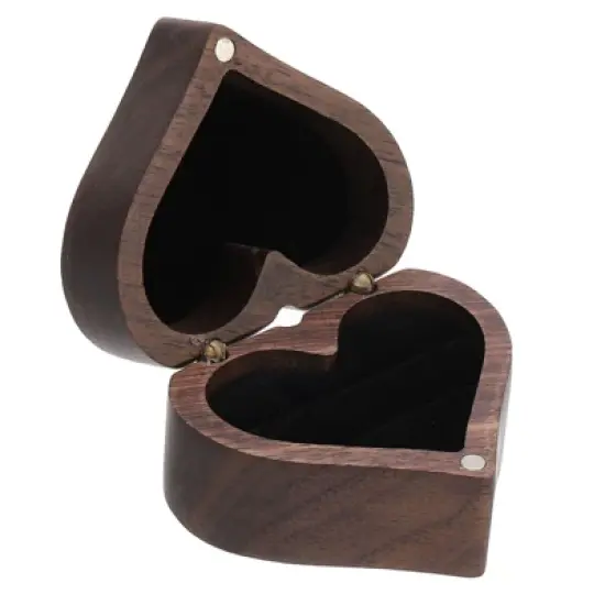 Unique Bargains Heart Shaped Wooden Ring Boxes Jewelry Storage image {6}
