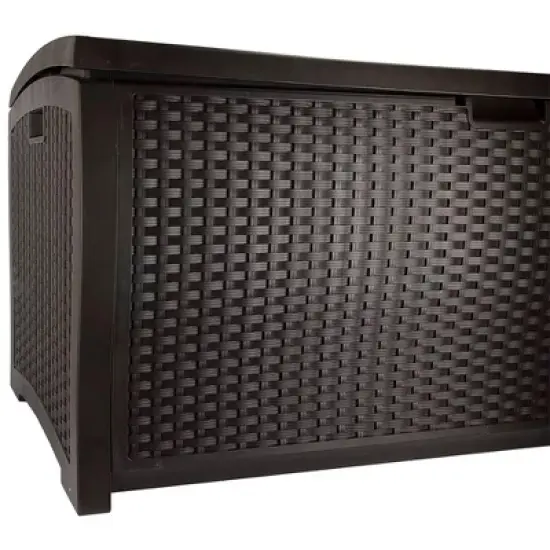 Suncast DBW9200 99 Gallon Outdoor Resin Patio Storage Chest with Handles, Mocha image {5}