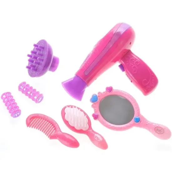 Link Worldwide Beauty Salon Fashion Play Set With Hairdryer, Mirror, And Accessories Pretend Play Toys - Pink image {3}