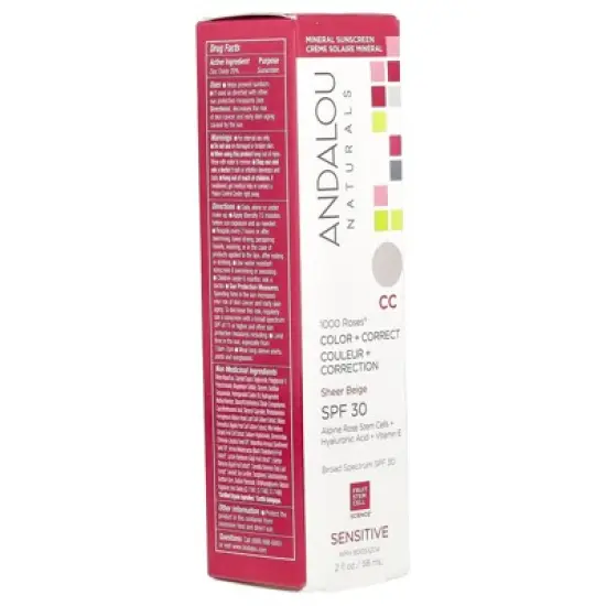 Andalou Naturals 1000 Roses&reg;, Color + Correct, Sensitive, SPF 30, Sheer Beige, 2 fl oz (58 ml) image {4}