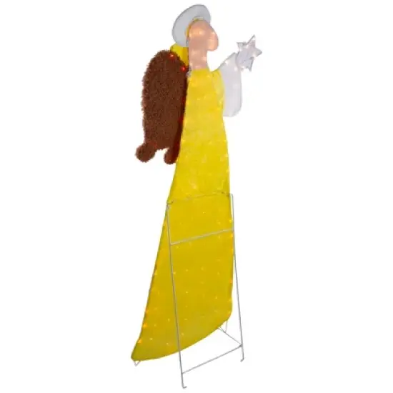 Northlight 72" Lighted 2D Yellow Chenille Angel Outdoor Christmas Decoration image {4}