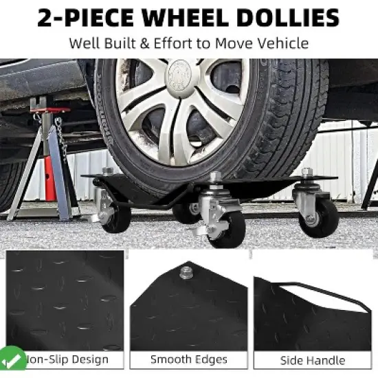 Heavy Duty Car Dollies Set (2/4-Pack, 3000/6000LBS Capacity) Wheel Dolly for Moving Vehicles Trucks  Motorcycles Trailers & Disabled Cars image {2}