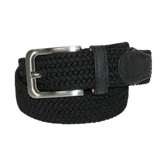 CTM Men's Elastic Braided Stretch Belt with Silver Buckle image {3}