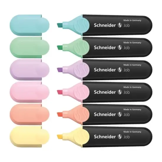 Schneider&reg; Job Pastel Highlighter, 1 + 5 mm Chisel Tip, 6 Assorted Ink Colors (Turquoise, Mint, Lavender, Light Pink, Peach, Vanilla) image {1}