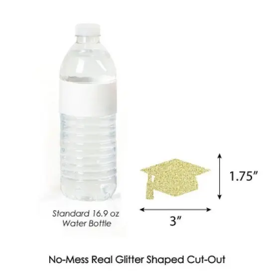 Big Dot of Happiness Gold Glitter Grad Cap Party Straws - No-Mess Real Gold Glitter Cut-Outs & Decorative Graduation Party Paper Straws - Set of 24 image {4}