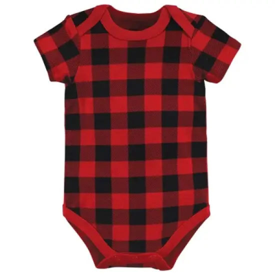 Hudson Baby Infant Boy Cotton Bodysuits, Buffalo Plaid Family image {3}