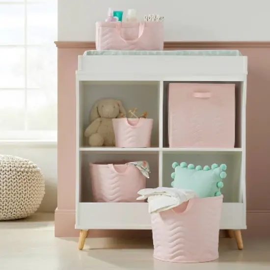 Quilted Fabric Cube Storage Bin - Light Pink - Cloud Island&trade; image {1}