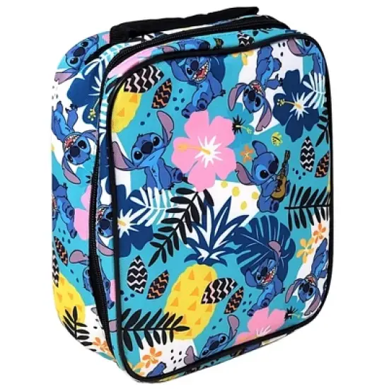 Disney Stitch all over print, bottom drop Lunch Bag for Kids age 3+, Unisex image {2}
